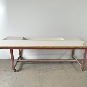 Custom White Quartz Large Bathroom Trough Sink: Wall Mount Vanity (QU-095)