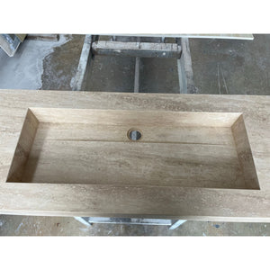 HANDCRAFTED CUSTOM TRAVERTINE TROUGH SINK (TR-061)