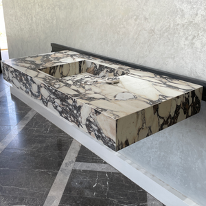 Handcrafted Calacatta Viola Porcelain Sink: Custom Vanity Top (ES-071)