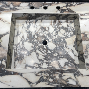 Handcrafted Calacatta Viola Porcelain Sink: Custom Vanity Top (ES-071)