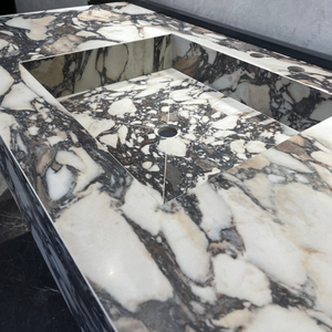 Handcrafted Calacatta Viola Porcelain Sink: Custom Vanity Top (ES-071)