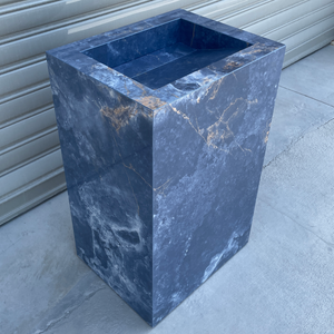 Handcrafted Ocean Blue Porcelain Pedestal Sink: Marble Look Bathroom Vanity (ES-092)