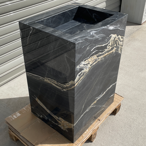 Handmade Nero Picasso Marble Pedestal Sink: Custom Bathroom Vanity (NS-155)