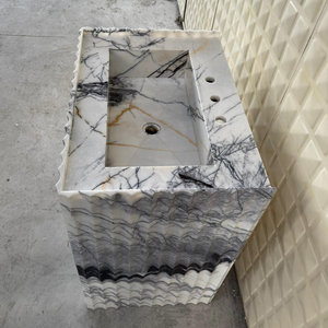 READY TO SHIP! Handcrafted Lilac Marble Pedestal Sink, Free-Standing Bathroom Vanity (NS-220)