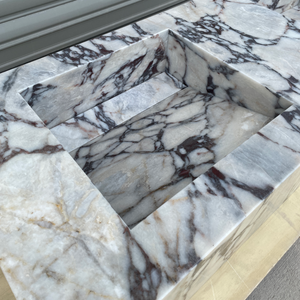 Handcrafted Calacatta Viola Marble Double Sink: Custom Bathroom Vanity (NS-150)