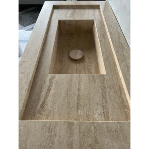 HANDCRAFTED CUSTOM TRAVERTINE SINK (TR-072)