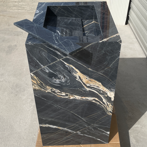 Handmade Nero Picasso Marble Pedestal Sink: Custom Bathroom Vanity (NS-155)