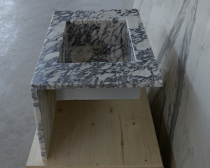 HANDCRAFTED CUSTOM CALACATTA VIOLA MARBLE SINK (NS-085)