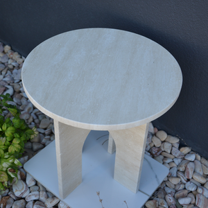 Travertine Marble Coffee Table, Round Marble Coffee Table, Luxury Side Table, Elegant Coffee Table for Living Room, Marble Side Table