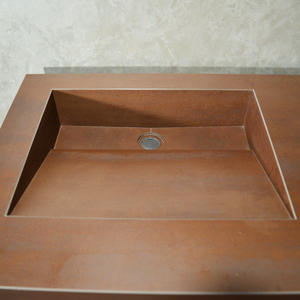 CUSTOM INFINITY – METAL CORTEN ENGINEERED PORCELAIN DOUBLE SINK (ES-083)