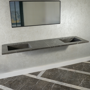 HANDCRAFTED PIETRA GREY HIGH ENGINEERED PORCELAIN DOUBLE SINK (ES-095)
