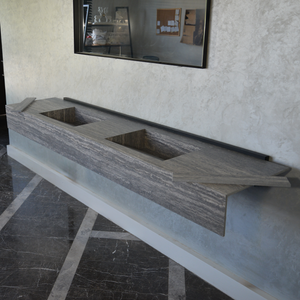 HANDCRAFTED INFINITY TRAVERTINO GREY HIGH ENGINEERED STONE SINK (ES-104)