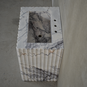 HANDCRAFTED CUSTOM PEDESTAL LILAC MARBLE SINK (NS-220)