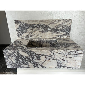 HANDCRAFTED CUSTOM CALACATTA VIOLA MARBLE SINK (NS-082)