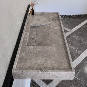 HANDCRAFTED CUSTOM TUNDRA GREY MARBLE SINK (NS-075)