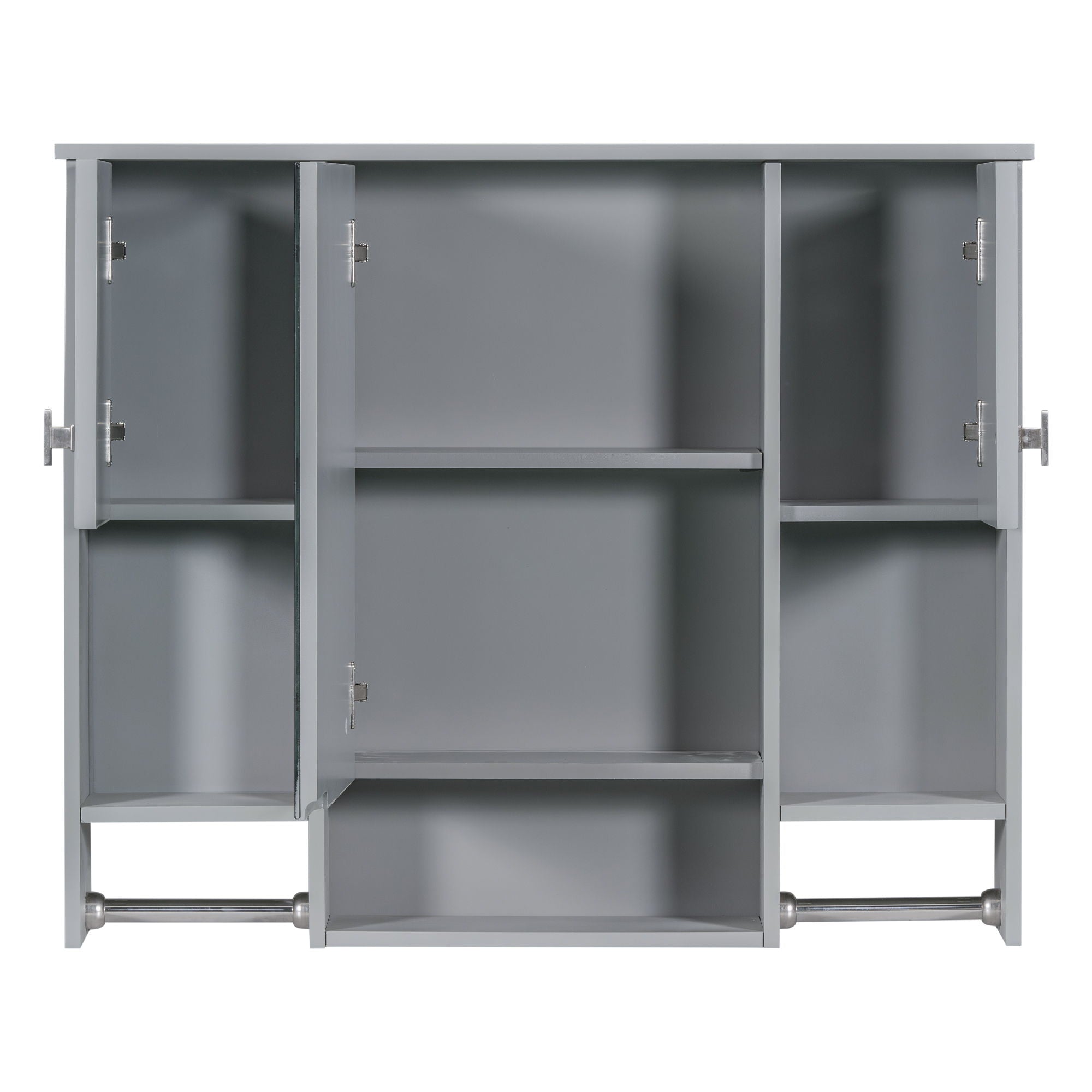 Wall Mounted Bathroom Storage Cabinet with Mirror and Towel Bar - Black, Dark Gray, or White