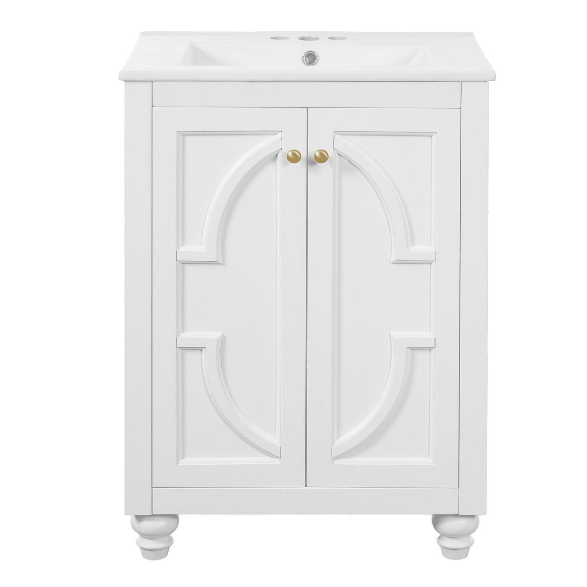 Bathroom Vanity with Ornate Elliptical Motif and Soft Close Hinges – Blue or White