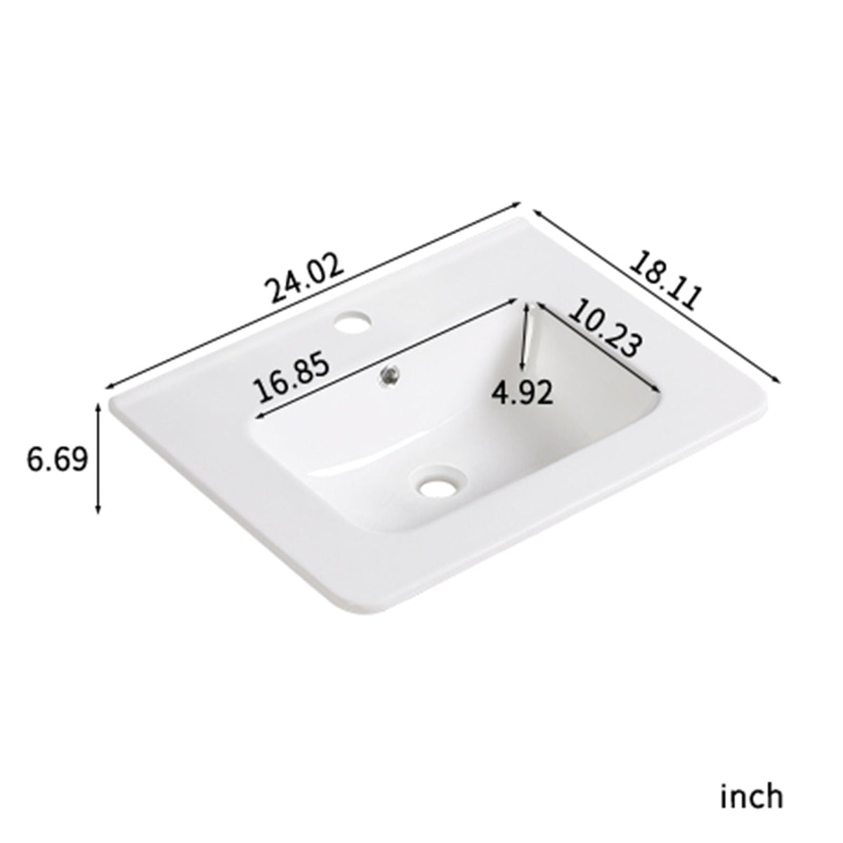 Vessel Sink Top with Overflow Drain - Milk White