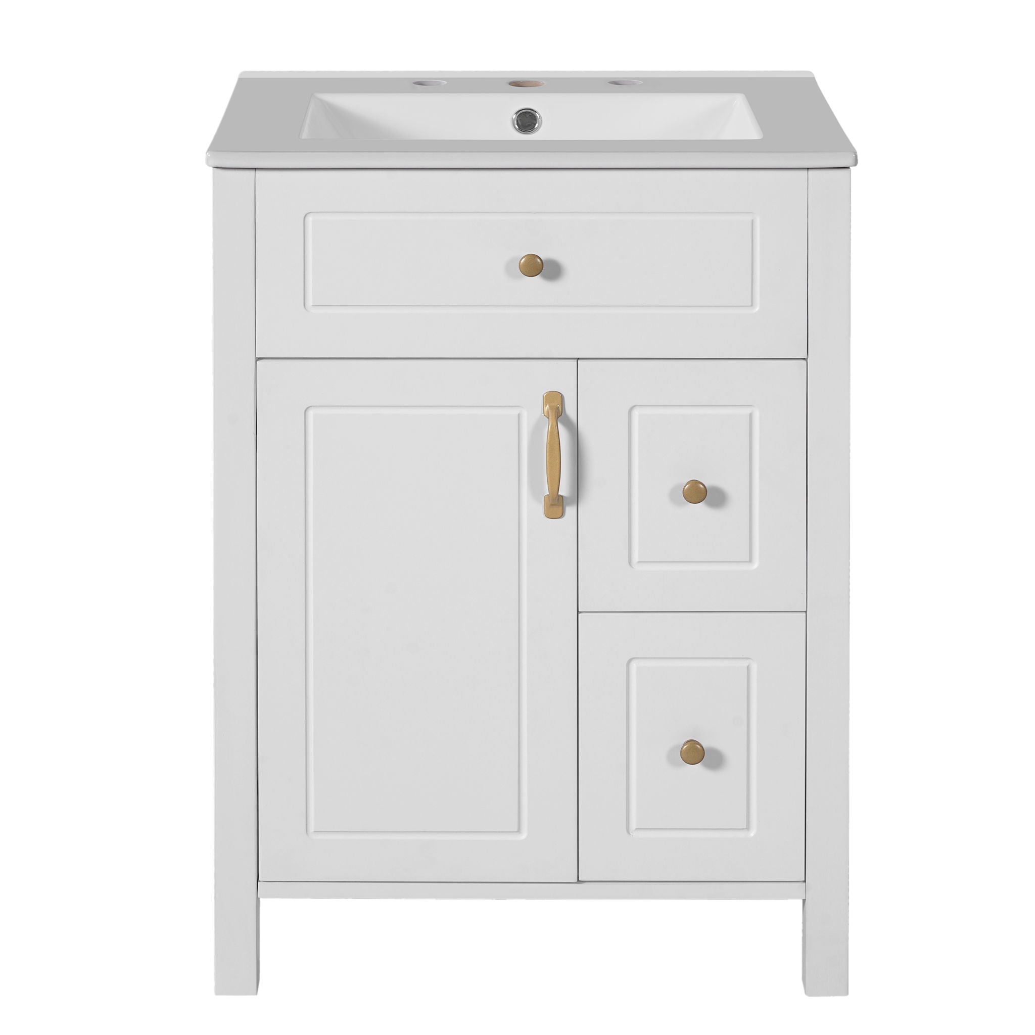 Elegant Bathroom Vanity with Ceramic Sink and Soft Close Doors - Green, Black, or White