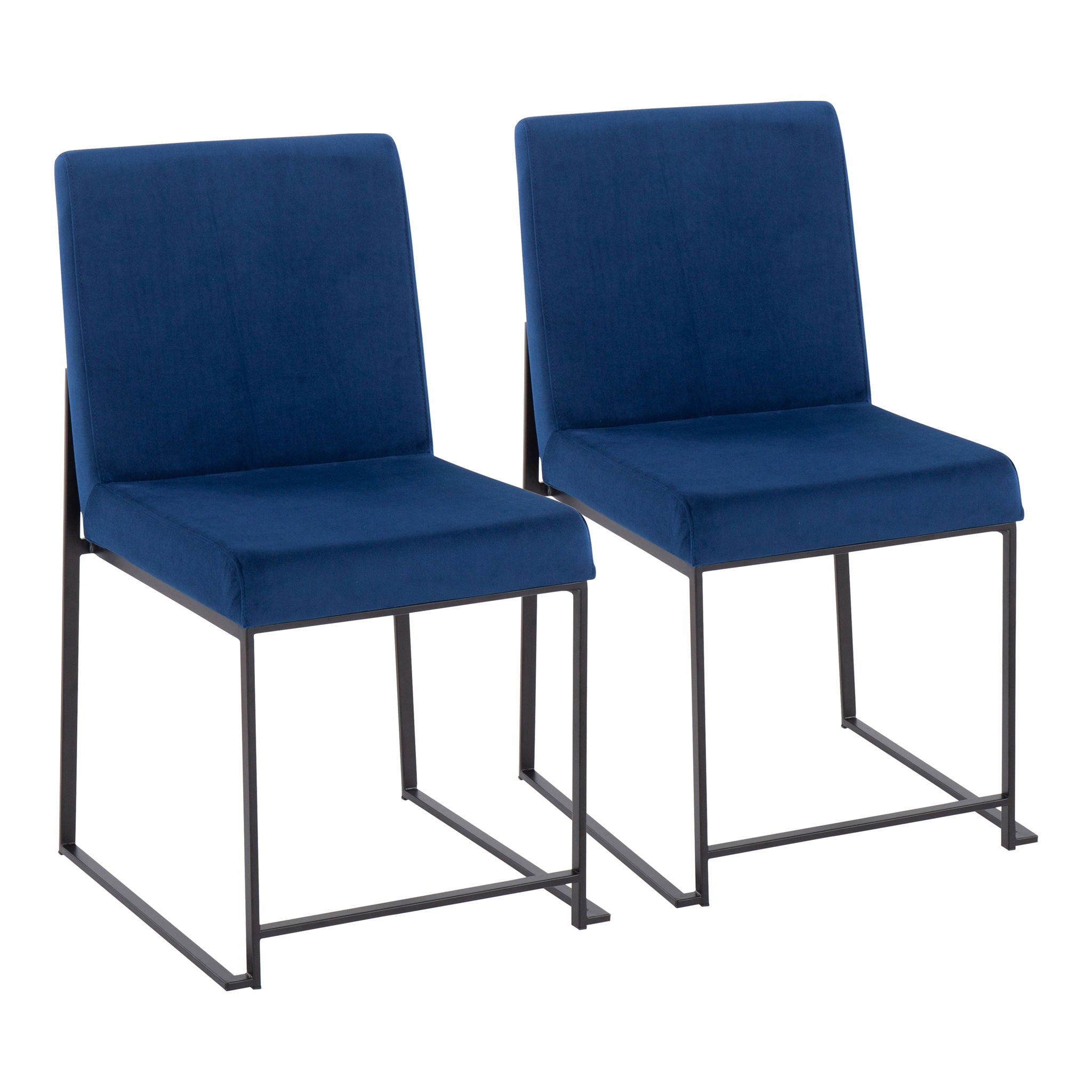 Contemporary High Back Dining Chair Set of 2 with Padded Seat - Multiple Colors