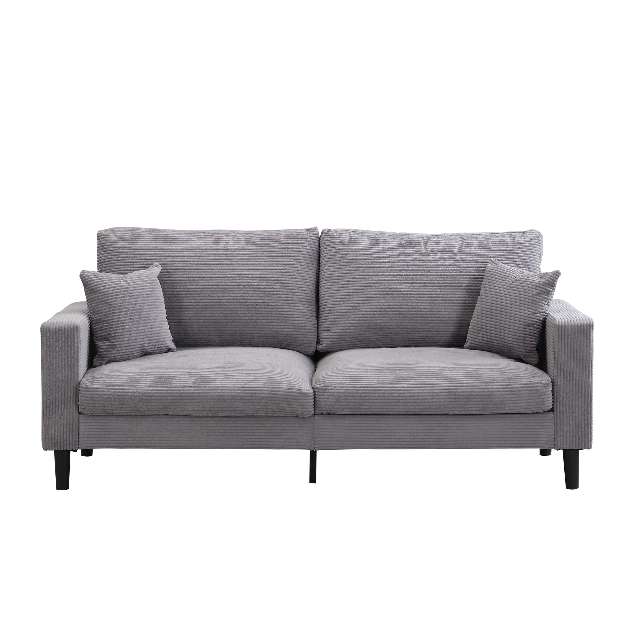 Modern Upholstered 3 Seat Sofa with High Resilience - Orange, Dark Gray, or Gray