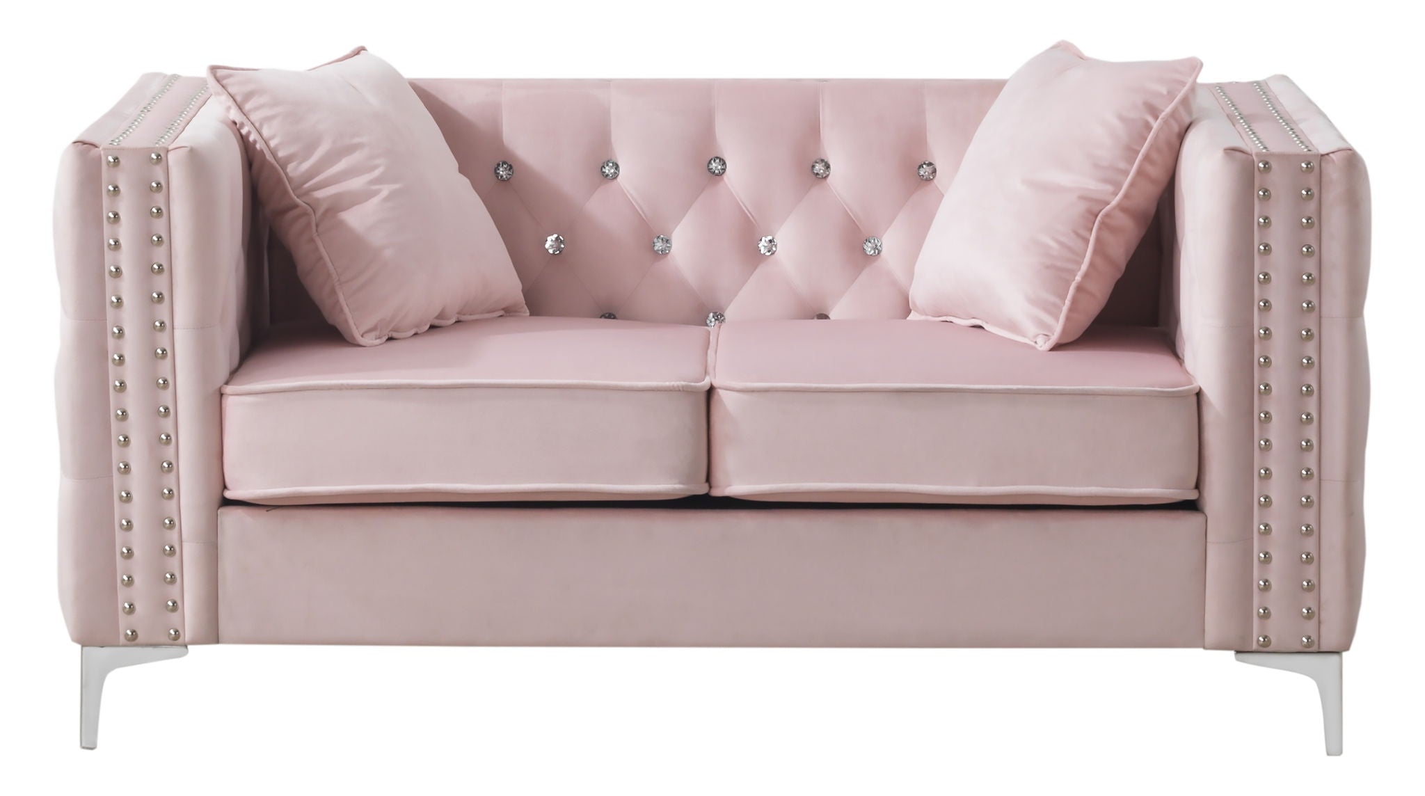 Elegant Track Arm Loveseat with Tufted Micro Suede - Multiple Colors