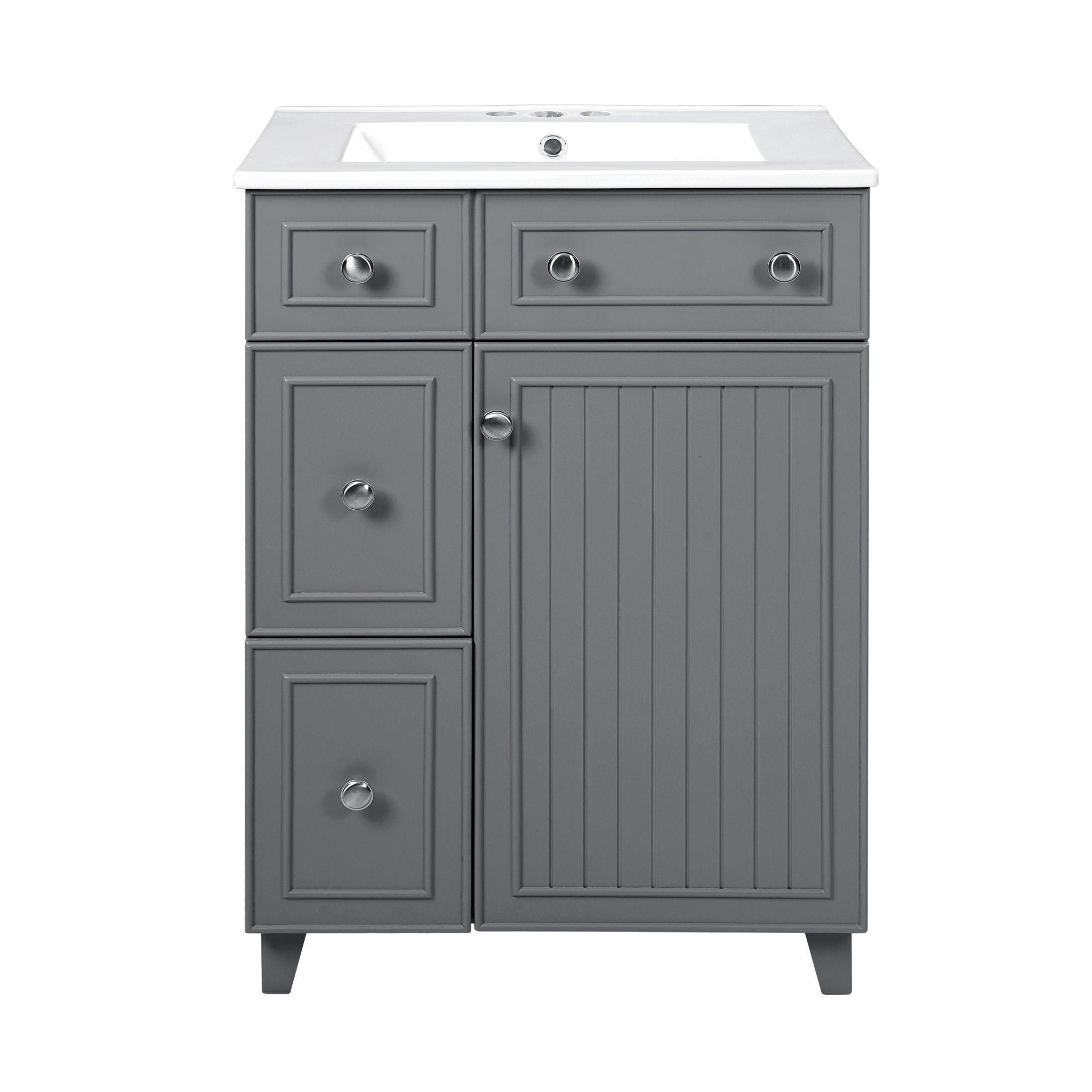 Transitional Bathroom Vanity Cabinet with Ceramic Sink - Multiple Colors