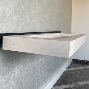 Handmade Infinity Chianca Di Ostuni Porcelain Sink: Marble Look, Custom Bathroom Vanity (ES-049)