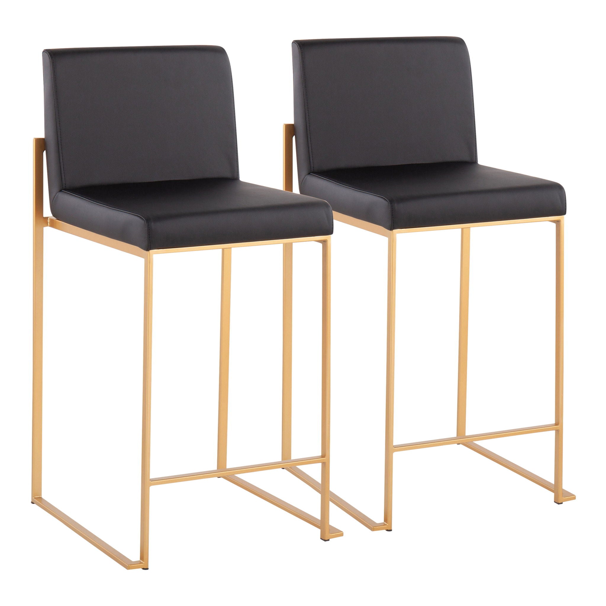 Contemporary High Back Counter Stool with Upholstered Seat - Multiple Colors