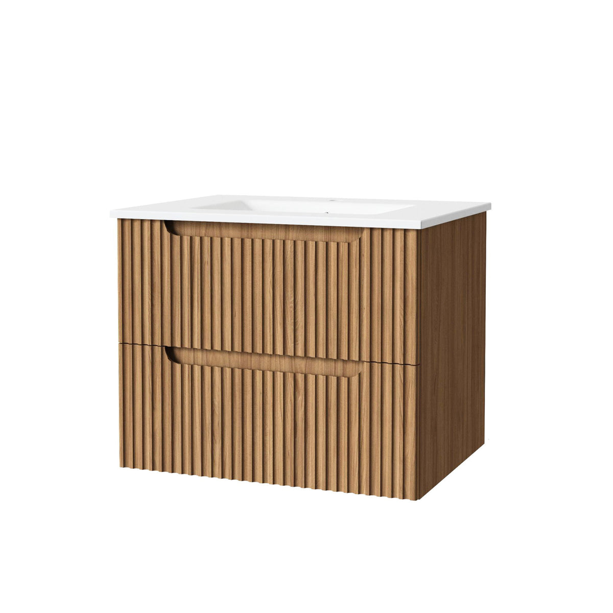 30" Wall Mounted Bathroom Vanity with Sink and Soft Close Drawers - Walnut