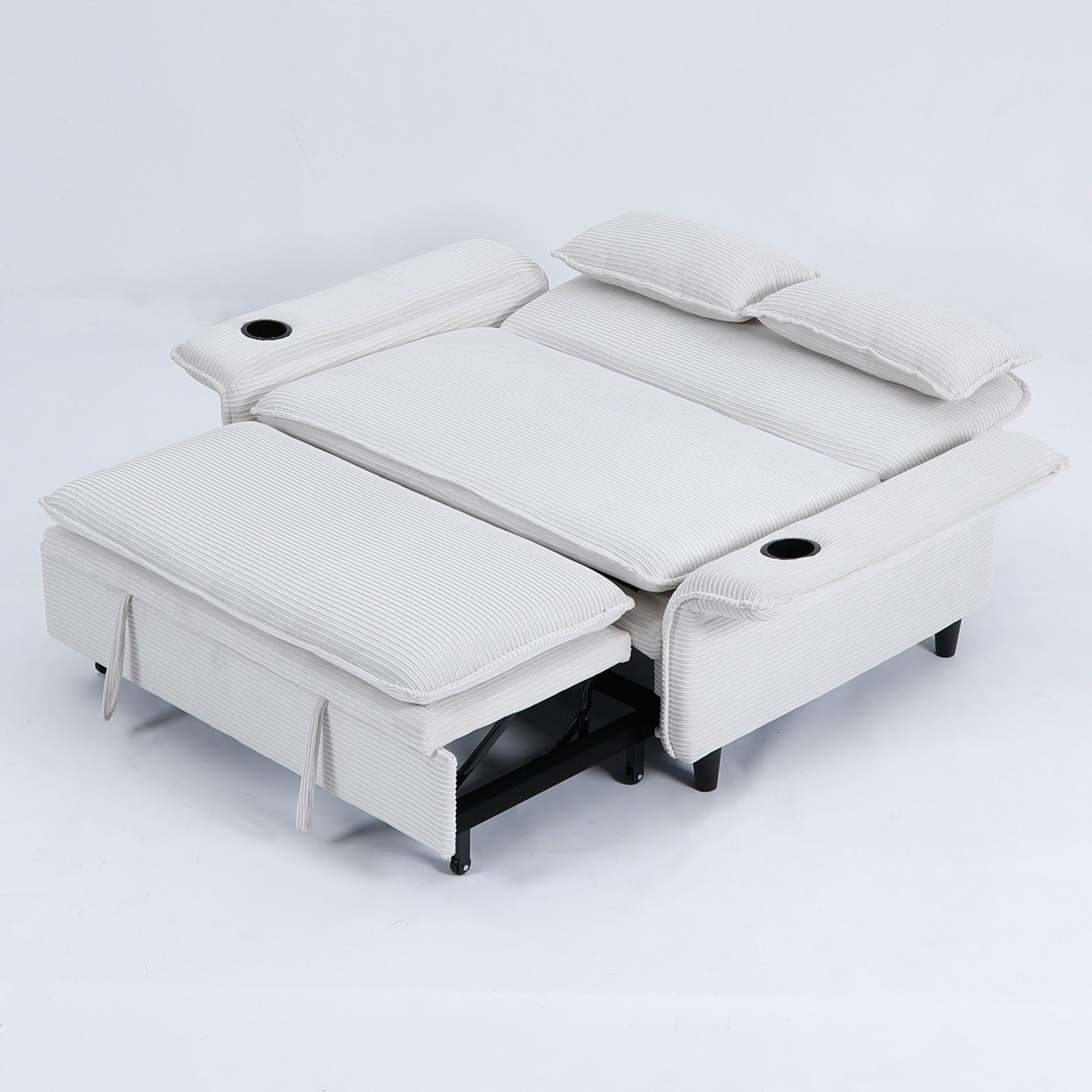 Modern Fabric Sofa Bed with Adjustable Armrests and Backrests - Multiple Colors