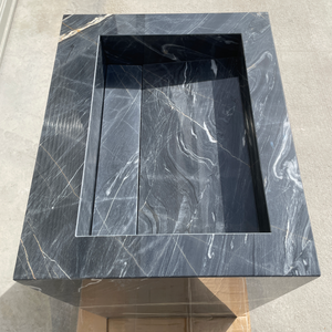 Handmade Nero Picasso Marble Pedestal Sink: Custom Bathroom Vanity (NS-155)
