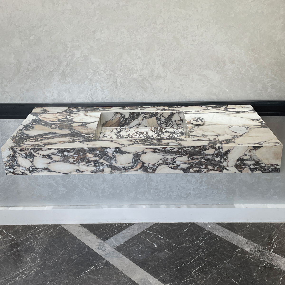 Handcrafted Calacatta Viola Porcelain Sink: Custom Vanity Top (ES-071)
