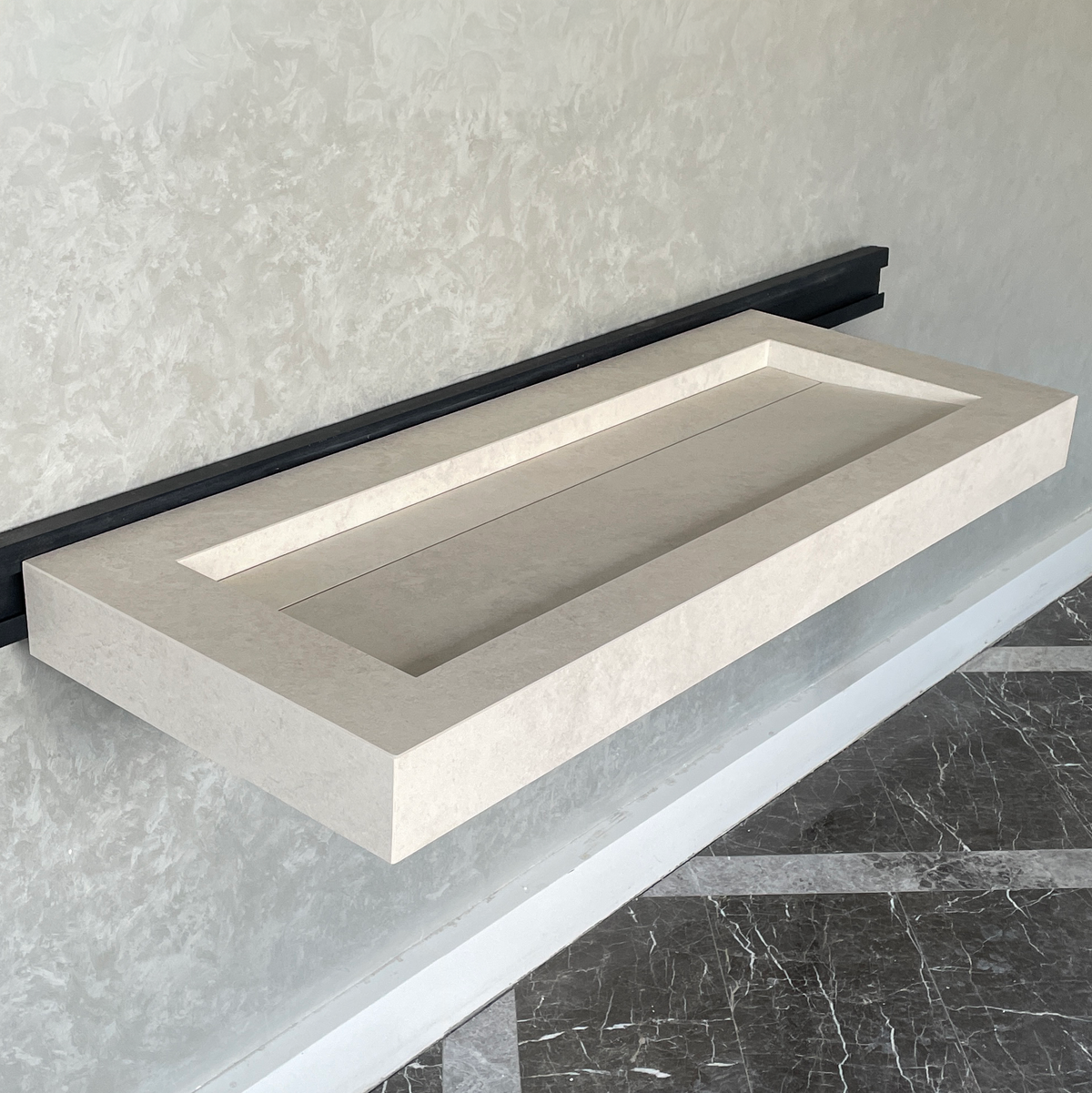 Handmade Infinity Chianca Di Ostuni Porcelain Sink: Marble Look, Custom Bathroom Vanity (ES-049)