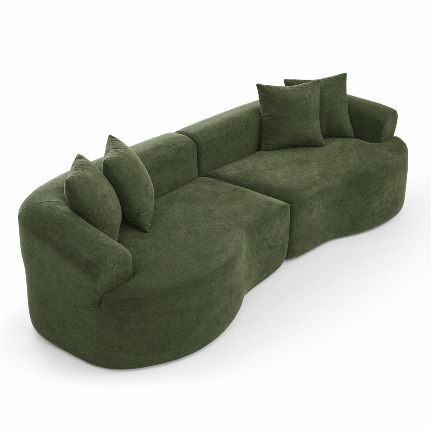 4 Seater Curved Cloud Sectional Sofa with High-Density Foam - Corduroy