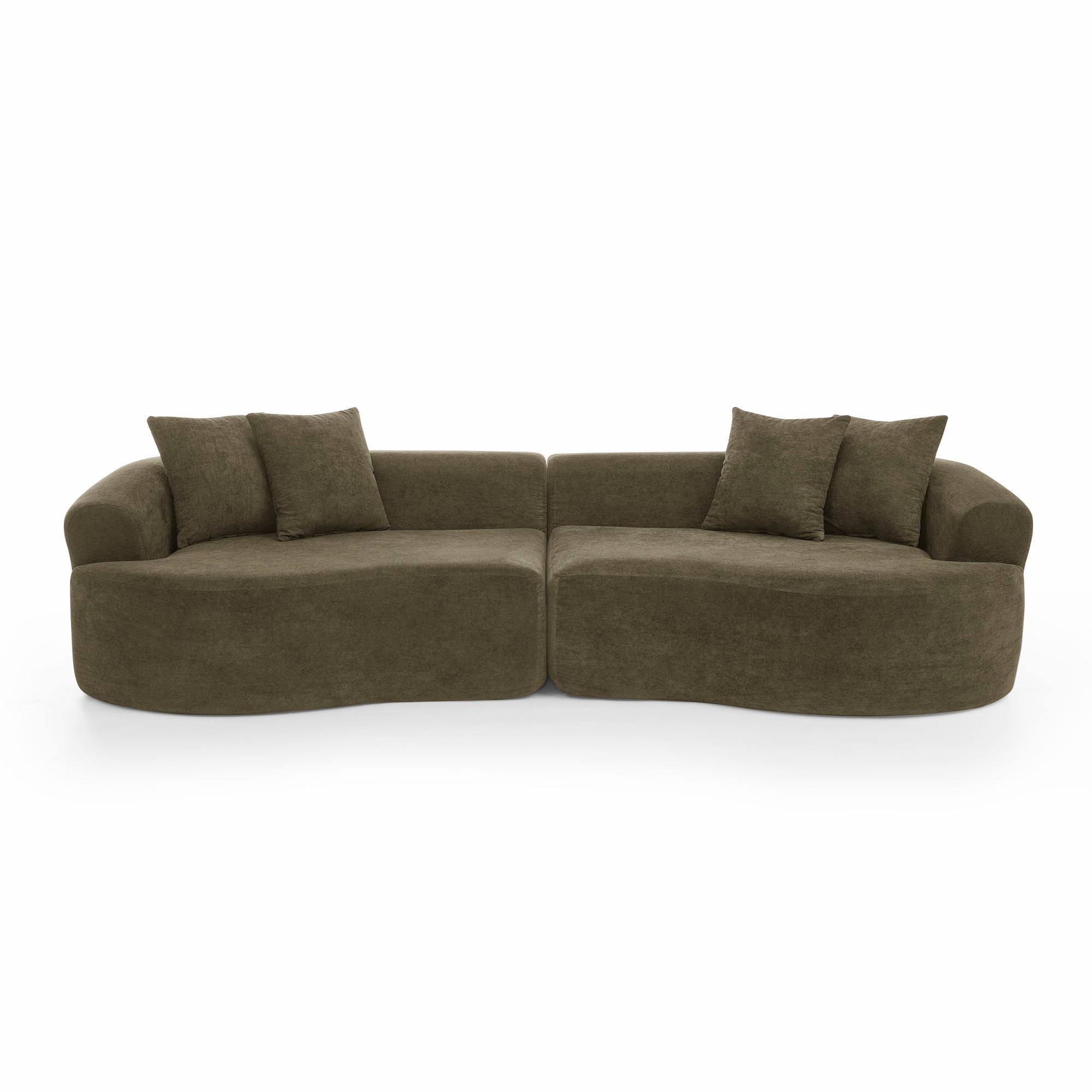 4 Seater Curved Cloud Sectional Sofa with High-Density Foam - Corduroy