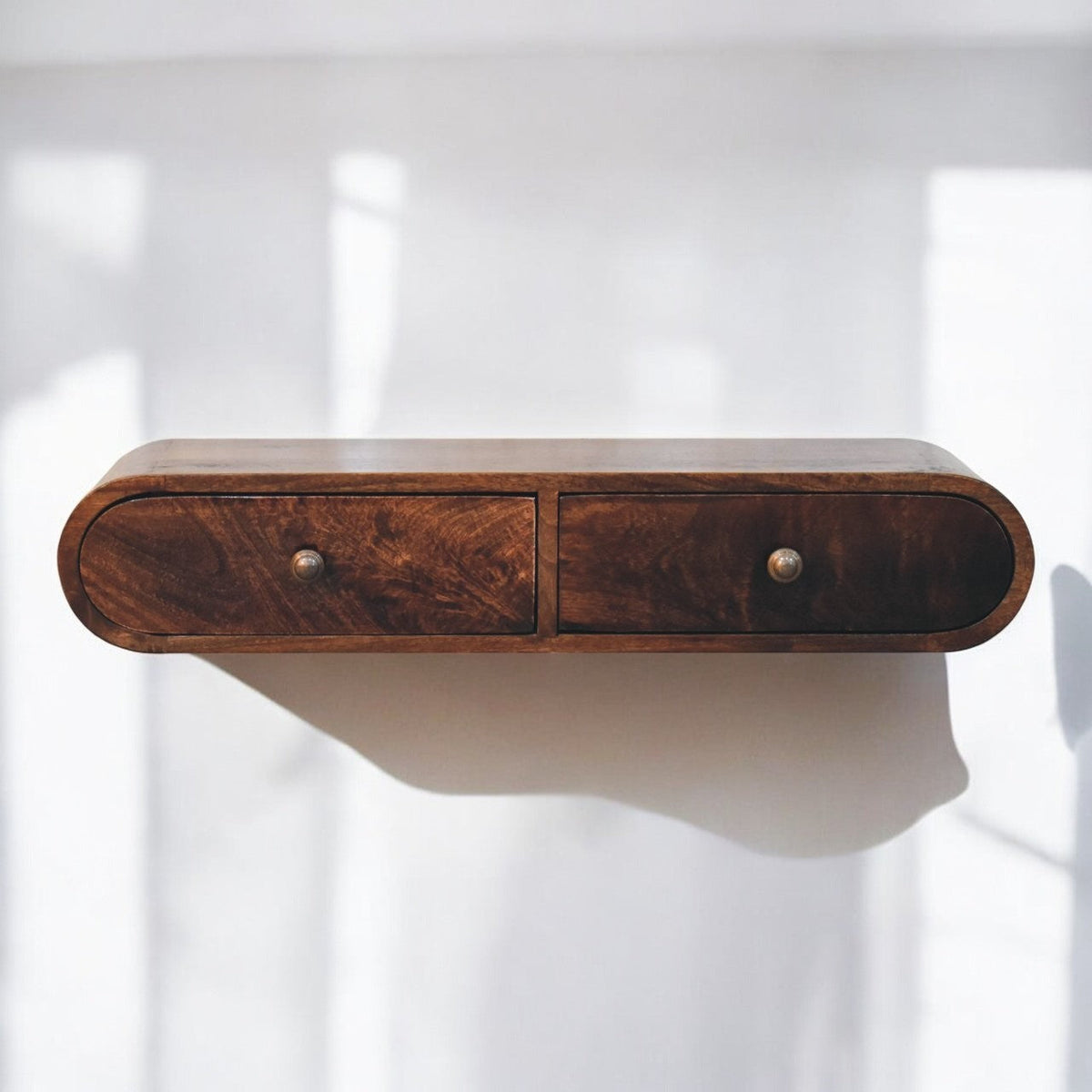Solid Wood Wall-Mounted Console Table with Modern Design - California Walnut
