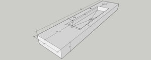 Custom White Quartz Large Bathroom Trough Sink: Wall Mount Vanity (QU-095)