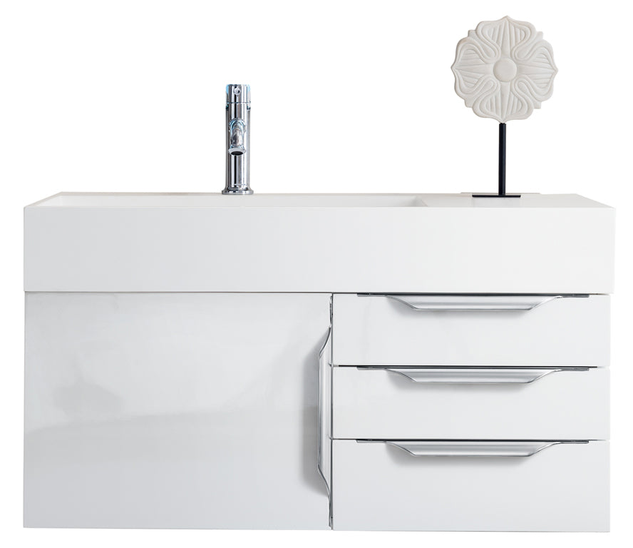 James Martin Columbia 36" Floating Single Bathroom Vanity, Glossy White