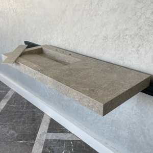 Handcrafted Custom Dekton Grigio Porcelain Bathroom Sink: Custom Vanity Top or Wall Mount (ES-043)