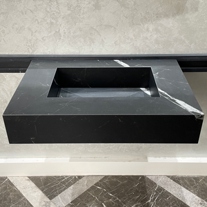 Handmade Lamar Marquina Porcelain Sink: Customizable Modern Bathroom Basin (ES-052)