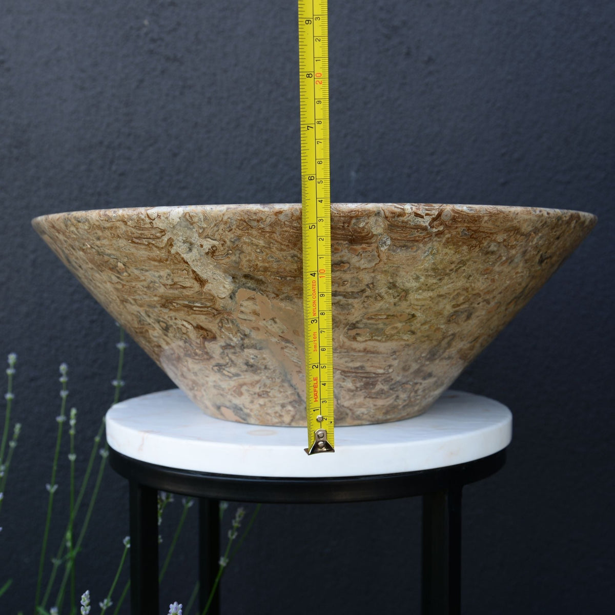 Handmade Valencia Travertine Conical Sink
