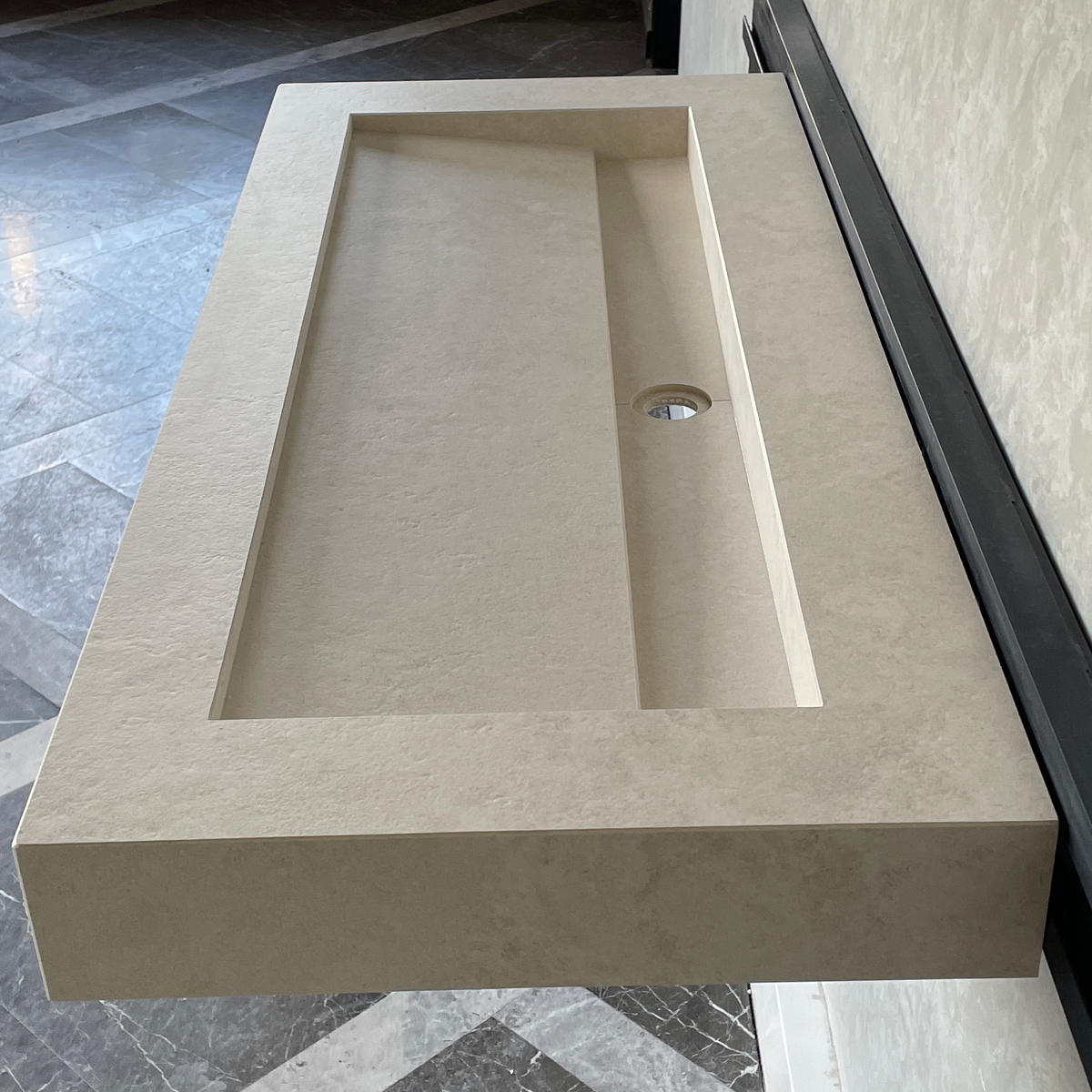 Handmade Infinity Chianca Di Ostuni Porcelain Sink: Marble Look, Custom Bathroom Vanity (ES-049)