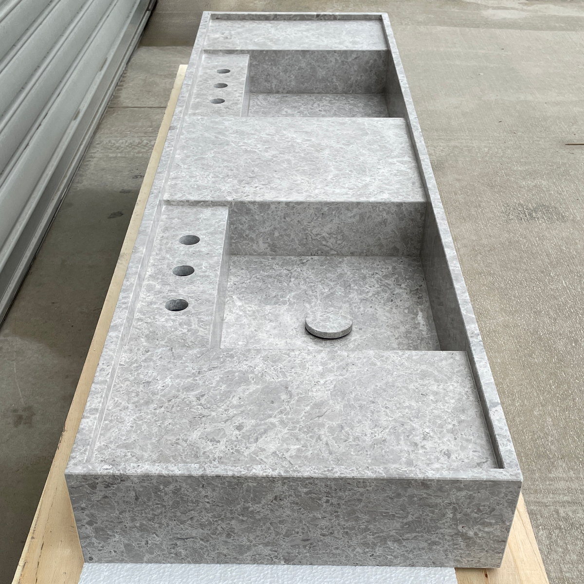 Handmade Tundra Grey Marble Double Sink: Custom Vanity Top (NS-136)