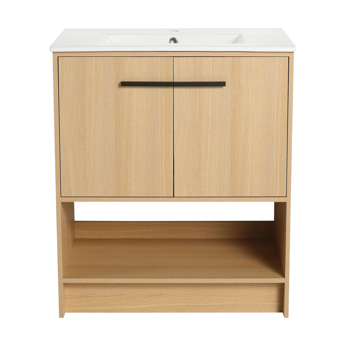 Modern Bathroom Vanity with Ceramic Sink, Freestanding Cabinet, Soft Closing Doors - Dark Brown or Light Brown