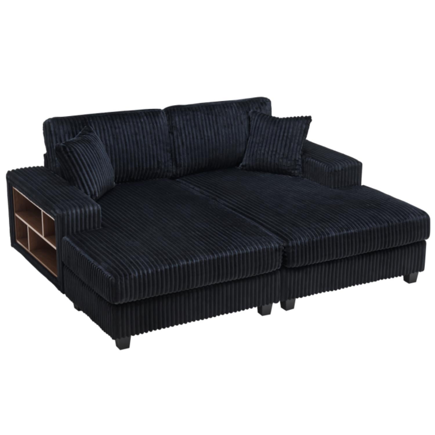 Convertible Sectional Sofa Sleeper with Oversized Lounge - Beige, Black, Dark Gray, or Dark Green