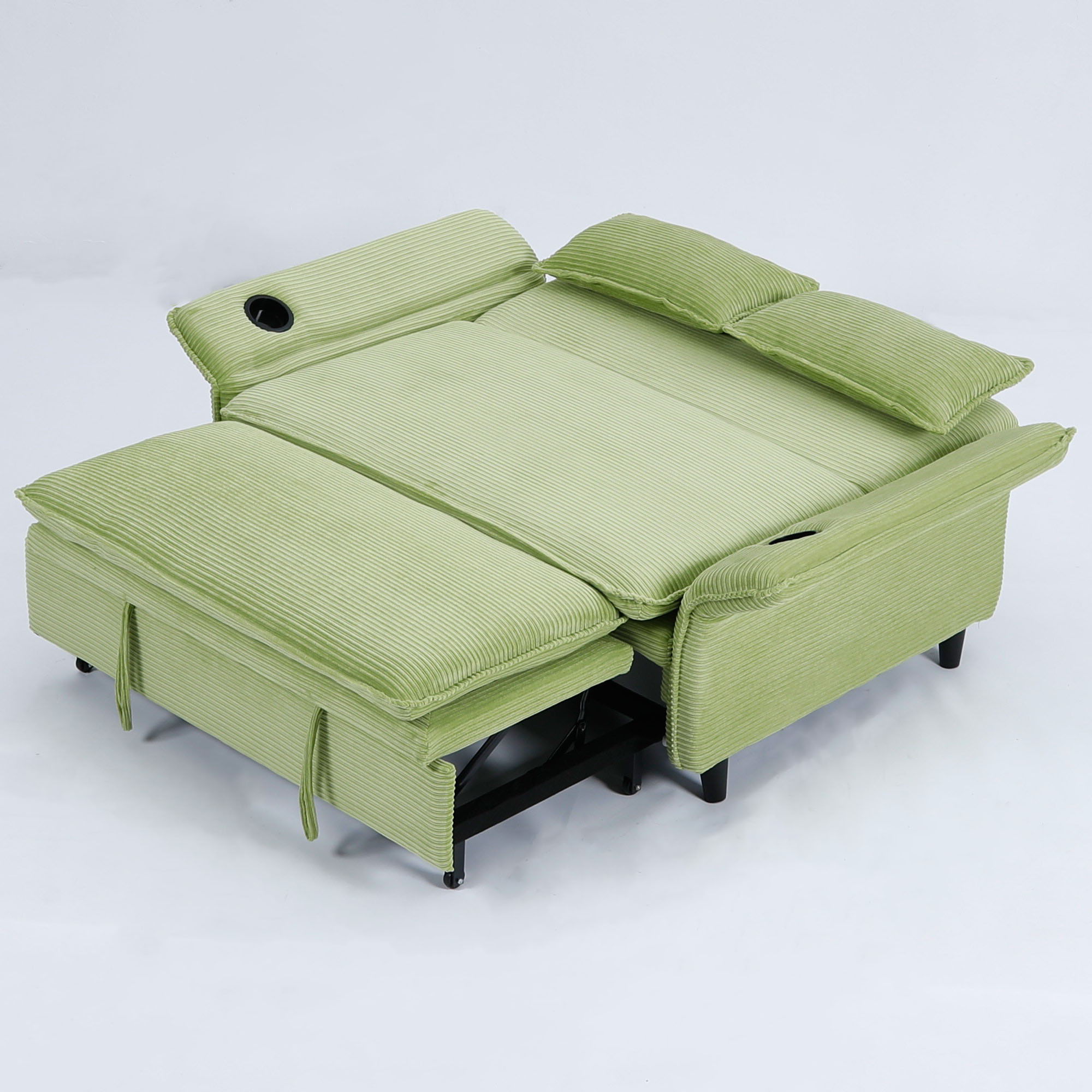 Modern Fabric Sofa Bed with Adjustable Armrests and Backrests - Multiple Colors