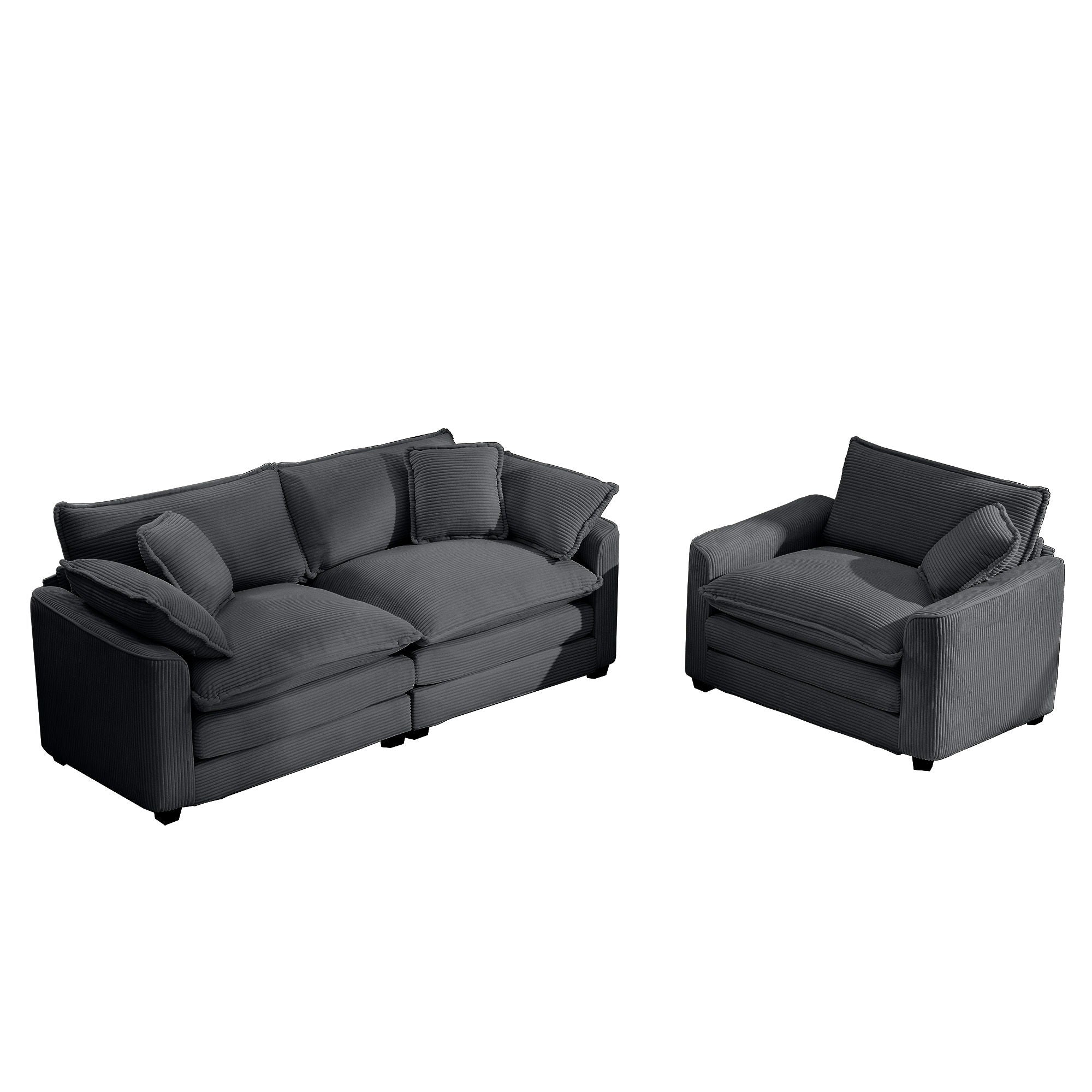 Oversized Sectional Sofa Set with Deep Seats - Flexible Layout, Fabric