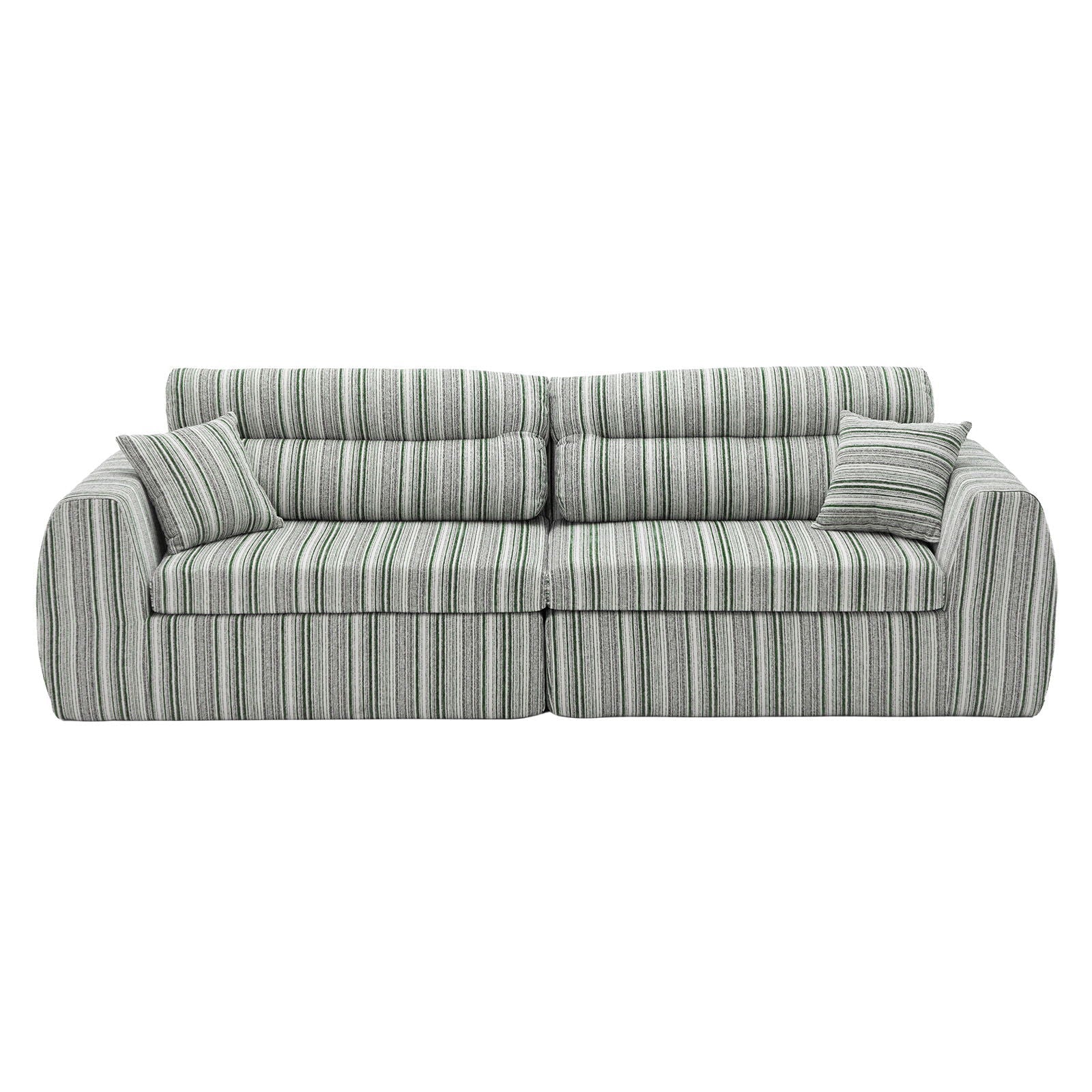 3 Seater Stationary Sofa with Throw Pillows - Multiple Colors