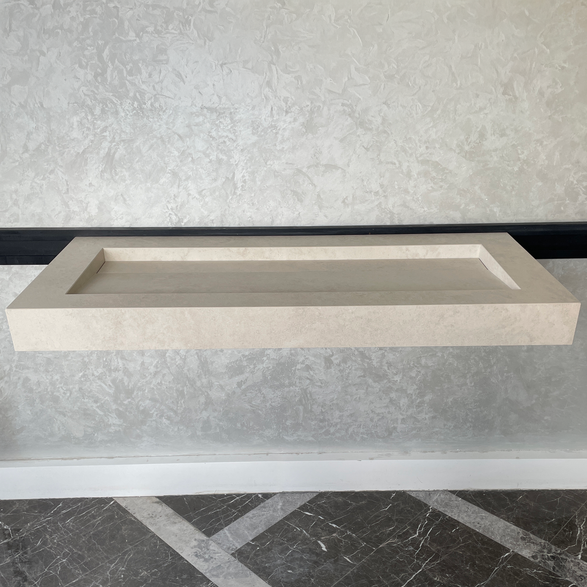 Handmade Infinity Chianca Di Ostuni Porcelain Sink: Marble Look, Custom Bathroom Vanity (ES-049)
